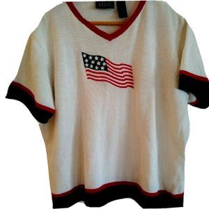 Vintage Crazy Horse American Flag w/Rhinestone rwb